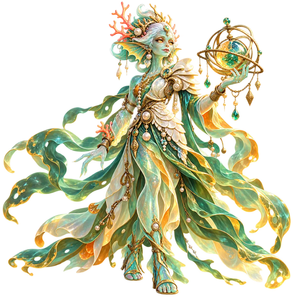 Veyra, the Glass-Tide Oracle, a hero from Mythwake